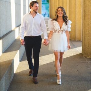 Pearl, Floral Deep V Mini Dress